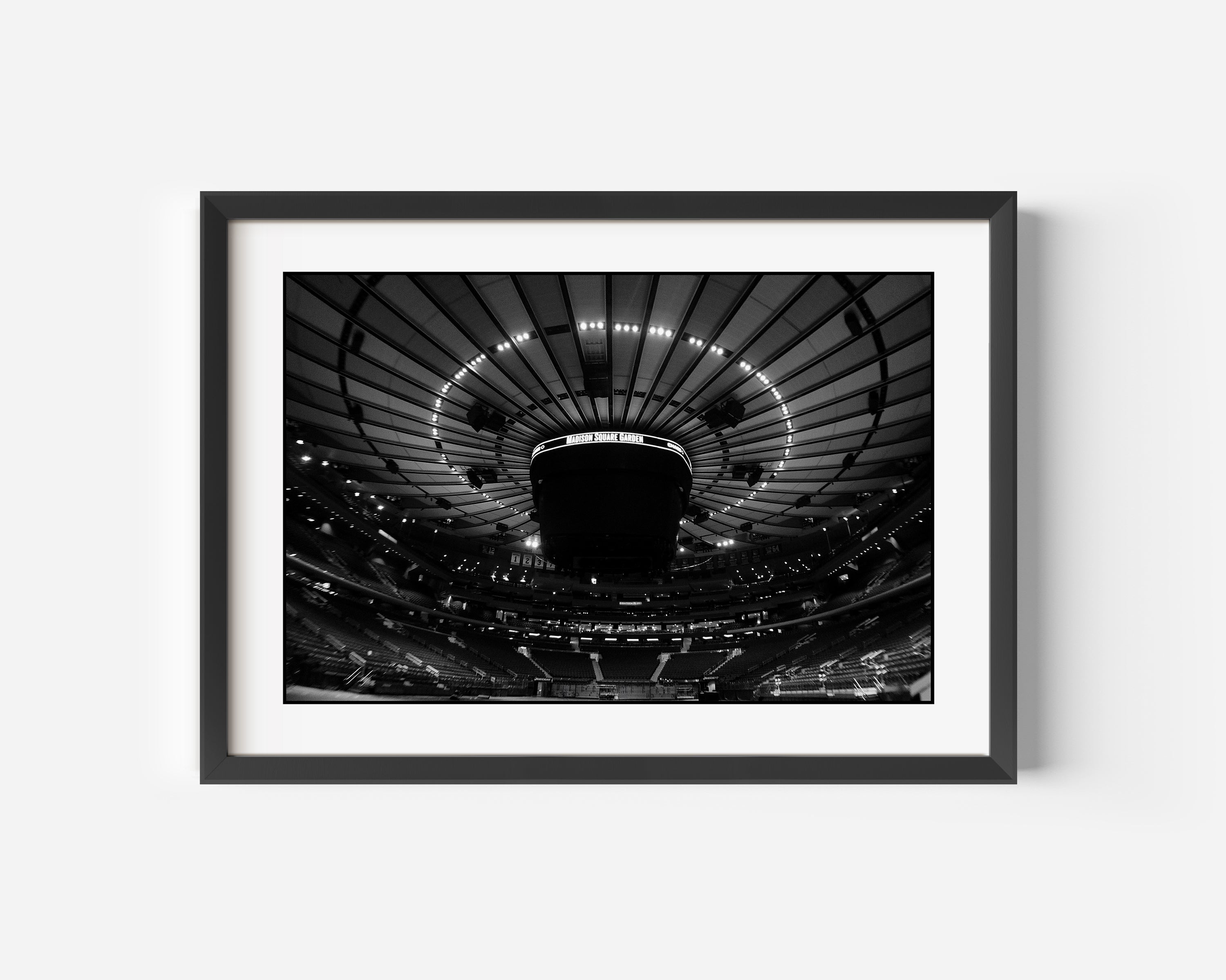 Madison Square Garden Fine Art Black and White Photography Print - This rare photo of a completely empty MSG offers a unique and seldom seen perspective of ‘The Worlds Most Famous Arena’ in New York City, New York