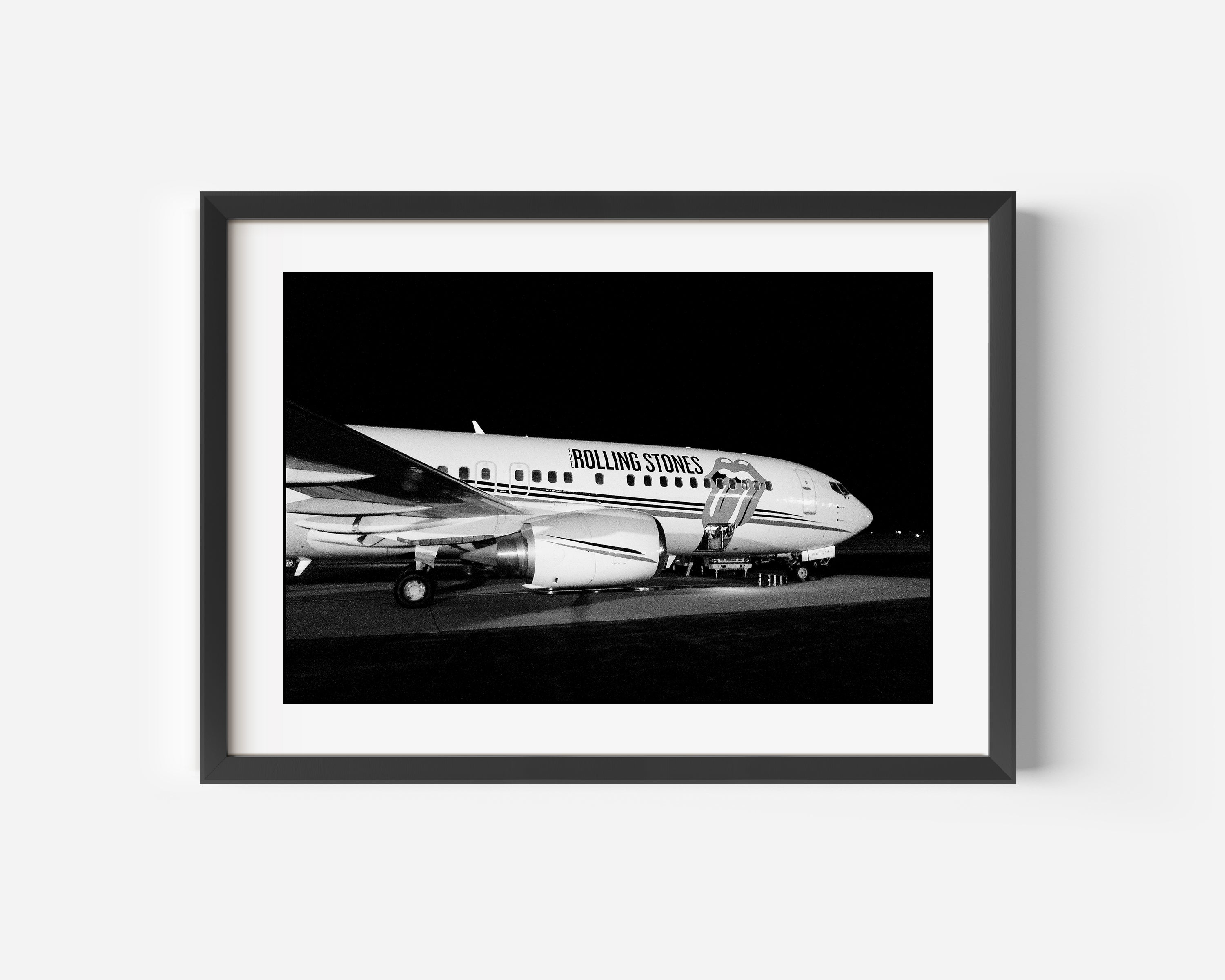 The Rolling Stones Private Airplane Fine Art Black and White Photography Print - 'Rolling Stones Air' as rarely seen on the tarmac preparing for takeoff.