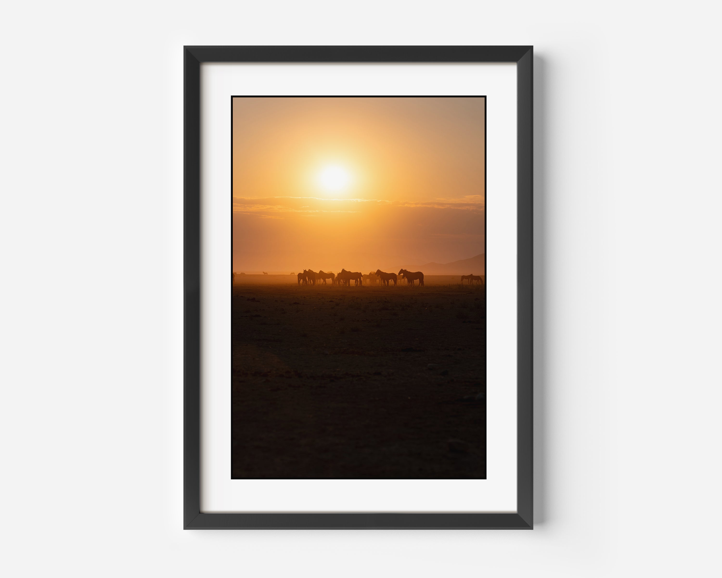 Wild Mustangs at Sunrise Fine Art Color Photography Print in Ruby Valley, Nevada desert