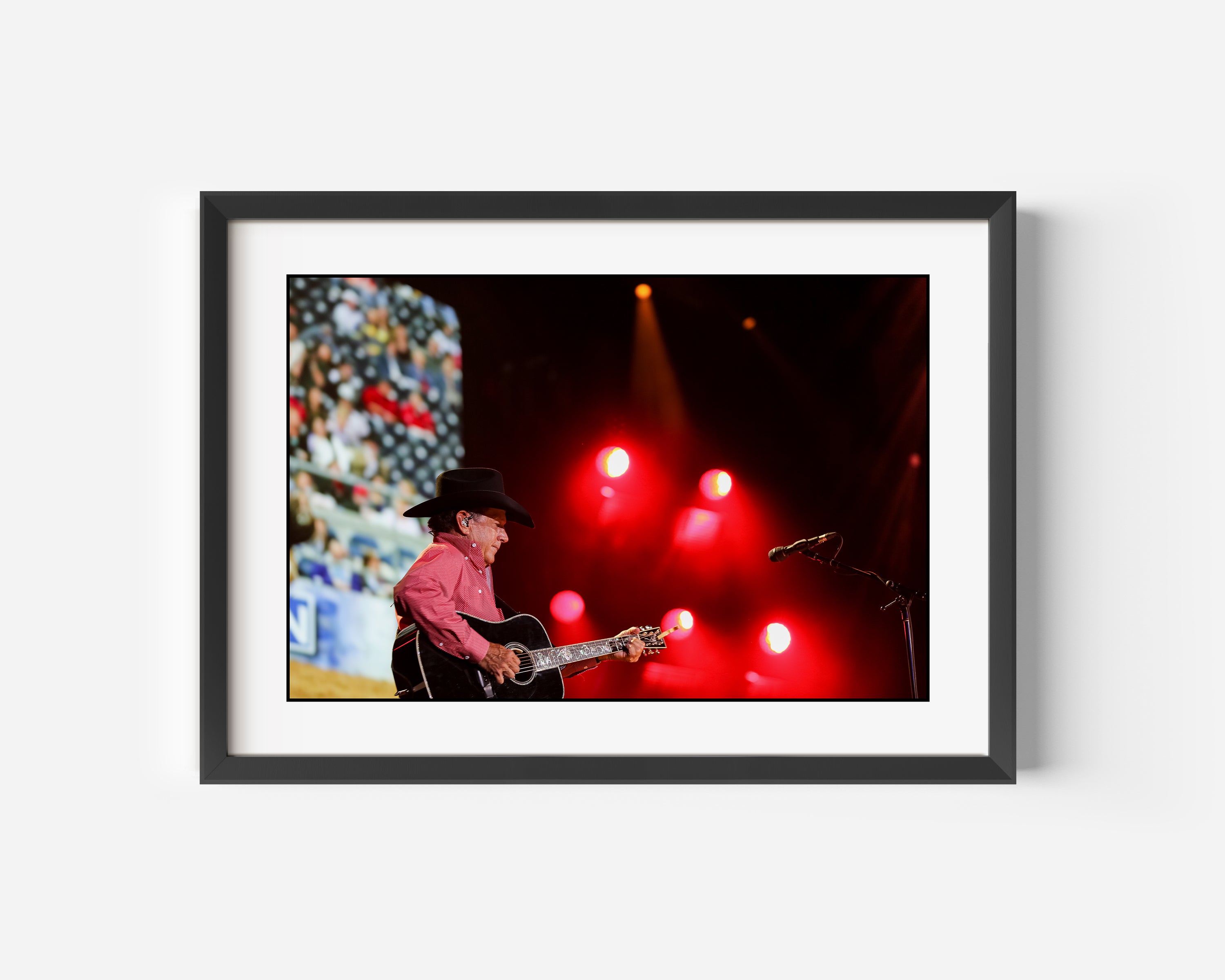 George Strait Fine Art Red Lights Color Photography Print On Stage at Gillette Stadium in Foxborough, Massachusetts 2019