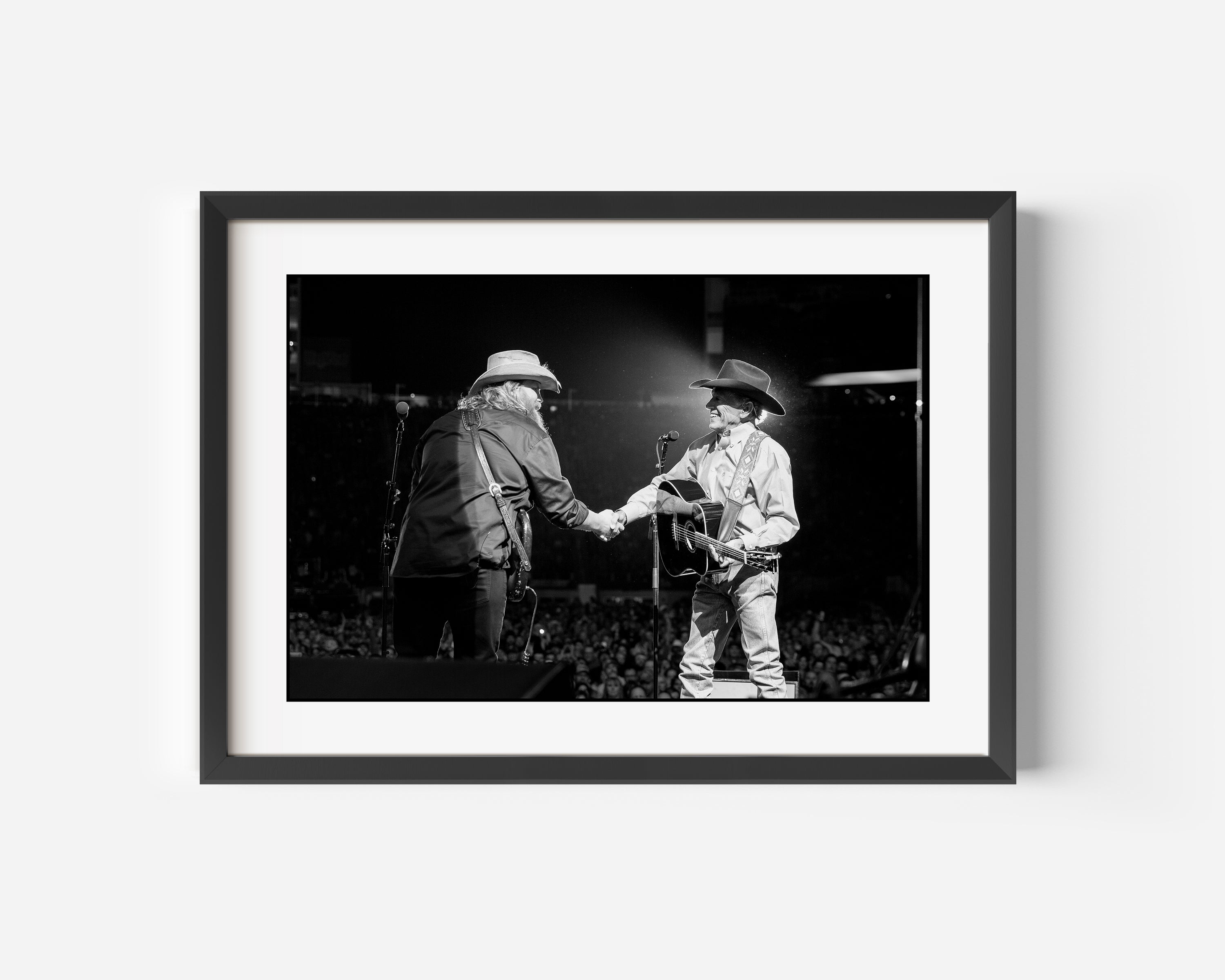 George Strait and Chris Stapleton Fine Art Black and White Photography Print On Stage at US Bank Stadium in Minneapolis, Minnesota 2021